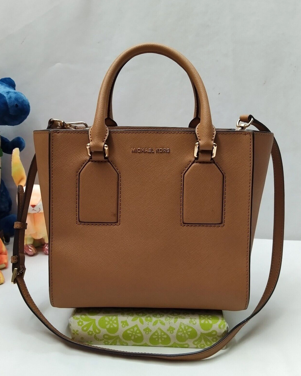 Michael Kors Brown Leather Double Handle Zipper Closure Satchel Bag